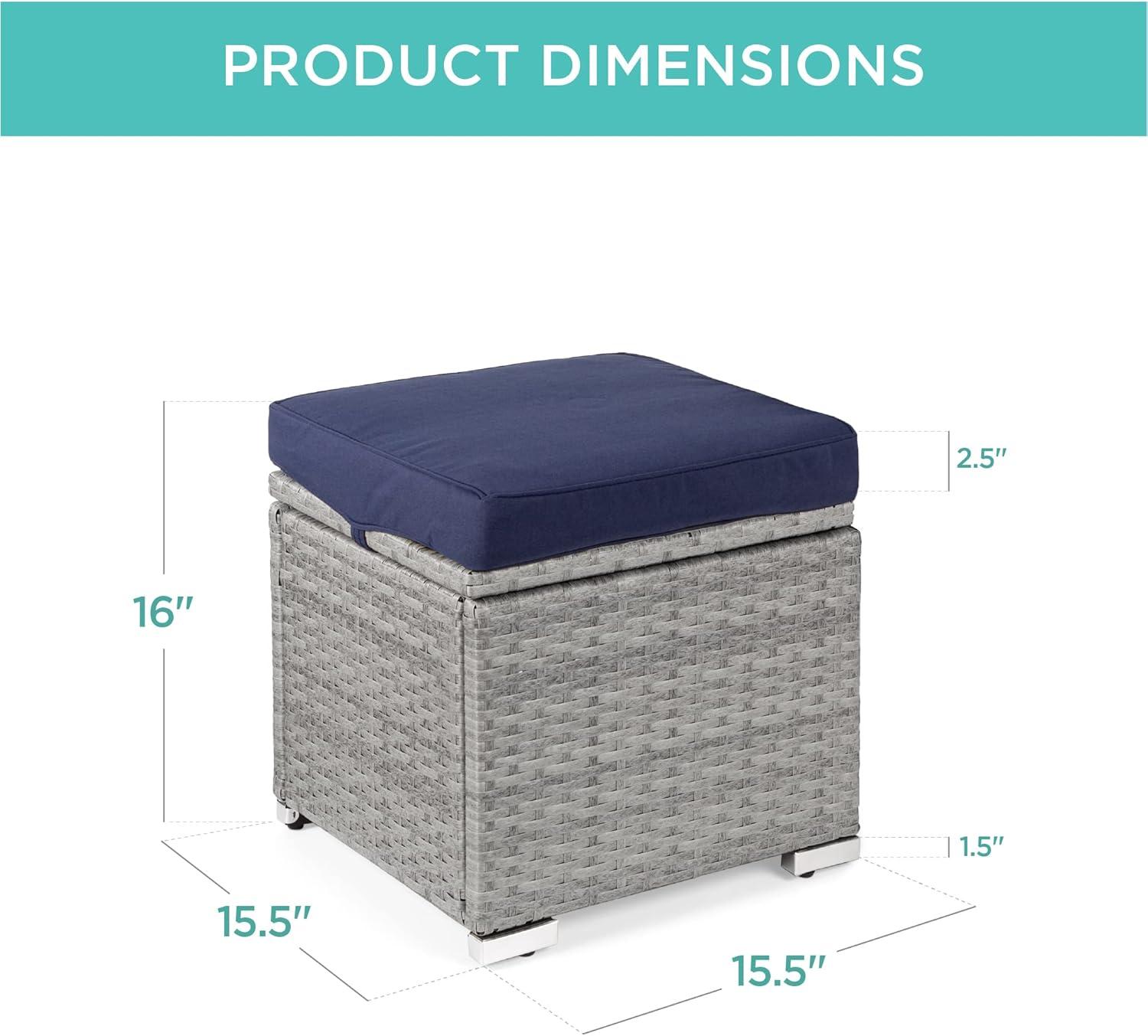 image:imageBest Choice Products Set of 2 Wicker Ottomans Multipurpose Outdoor Furniture for Patio Backyard Additional Seating Footrest Side Table wStorage Removable Cushions  BrownBeigeGrayNavy