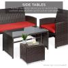 image:imageBest Choice Products Set of 2 Wicker Ottomans Multipurpose Outdoor Furniture for Patio Backyard Additional Seating Footrest Side Table wStorage Removable Cushions  BrownBeigeRedBrown