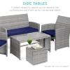 image:imageBest Choice Products Set of 2 Wicker Ottomans Multipurpose Outdoor Furniture for Patio Backyard Additional Seating Footrest Side Table wStorage Removable Cushions  BrownBeigeGrayNavy