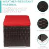 image:imageBest Choice Products Set of 2 Wicker Ottomans Multipurpose Outdoor Furniture for Patio Backyard Additional Seating Footrest Side Table wStorage Removable Cushions  BrownBeigeRedBrown