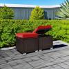 image:imageBest Choice Products Set of 2 Wicker Ottomans Multipurpose Outdoor Furniture for Patio Backyard Additional Seating Footrest Side Table wStorage Removable Cushions  BrownBeigeRedBrown