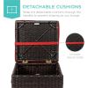 image:imageBest Choice Products Set of 2 Wicker Ottomans Multipurpose Outdoor Furniture for Patio Backyard Additional Seating Footrest Side Table wStorage Removable Cushions  BrownBeigeRedBrown