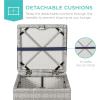 image:imageBest Choice Products Set of 2 Wicker Ottomans Multipurpose Outdoor Furniture for Patio Backyard Additional Seating Footrest Side Table wStorage Removable Cushions  BrownBeigeGrayNavy