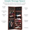 image:imageBest Choice Products Freestanding Jewelry Armoire Cabinet Full Length Standing Mirror Lockable Makeup Storage Organizer wVelvet Lining 3 Angles Lock Accessory Pouch 5 Shelves  Dusty PinkWalnut