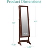 image:imageBest Choice Products Freestanding Jewelry Armoire Cabinet Full Length Standing Mirror Lockable Makeup Storage Organizer wVelvet Lining 3 Angles Lock Accessory Pouch 5 Shelves  Dusty PinkWalnut