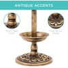 image:imageBest Choice Products Outdoor Solar Lighted Pedestal Bird Bath Fountain Decoration wPlanter Integrated Panel Scroll Accents for Lawn Garden  GreenBronze