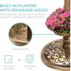 image:imageBest Choice Products Outdoor Solar Lighted Pedestal Bird Bath Fountain Decoration wPlanter Integrated Panel Scroll Accents for Lawn Garden  GreenBronze