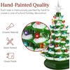 image:imageBest Choice Products 15in Ceramic Christmas Tree Prelit HandPainted Tabletop Holiday Tree 2 Star Toppers 64 Lights  Green wWarm White BulbsFrosted W Multicolored Lights