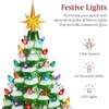 image:imageBest Choice Products 15in Ceramic Christmas Tree Prelit HandPainted Tabletop Holiday Tree 2 Star Toppers 64 Lights  Green wWarm White BulbsFrosted W Multicolored Lights
