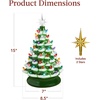 image:imageBest Choice Products 15in Ceramic Christmas Tree Prelit HandPainted Tabletop Holiday Tree 2 Star Toppers 64 Lights  Green wWarm White BulbsFrosted W Multicolored Lights