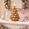 image:imageBest Choice Products 15in Ceramic Christmas Tree Prelit HandPainted Tabletop Holiday Tree 2 Star Toppers 64 Lights  Green wWarm White BulbsGingerbread  Multi