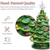 image:imageBest Choice Products 15in Ceramic Christmas Tree Prelit HandPainted Tabletop Holiday Tree 2 Star Toppers 64 Lights  Green wWarm White BulbsGreen W Multicolored Lights