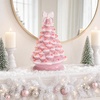 image:imageBest Choice Products 15in Ceramic Christmas Tree Prelit HandPainted Tabletop Holiday Tree 2 Star Toppers 64 Lights  Green wWarm White BulbsPink W Pink Lights