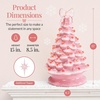 image:imageBest Choice Products 15in Ceramic Christmas Tree Prelit HandPainted Tabletop Holiday Tree 2 Star Toppers 64 Lights  Green wWarm White BulbsPink W Pink Lights