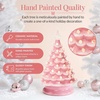 image:imageBest Choice Products 15in Ceramic Christmas Tree Prelit HandPainted Tabletop Holiday Tree 2 Star Toppers 64 Lights  Green wWarm White BulbsPink W White Lights