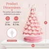 image:imageBest Choice Products 15in Ceramic Christmas Tree Prelit HandPainted Tabletop Holiday Tree 2 Star Toppers 64 Lights  Green wWarm White BulbsPink W White Lights