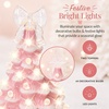 image:imageBest Choice Products 15in Ceramic Christmas Tree Prelit HandPainted Tabletop Holiday Tree 2 Star Toppers 64 Lights  Green wWarm White BulbsPink W White Lights