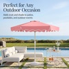 image:imageBest Choice Products Patio Market Umbrella with Wavy Trim UV Fade Resistant 210g Canopy Crank amp Tilt Wind Vent HeavyDuty FrameFlamingo Pink