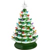 image:imageBest Choice Products 15in Ceramic Christmas Tree Prelit HandPainted Tabletop Holiday Tree 2 Star Toppers 64 Lights  Green wWarm White BulbsFrosted W Multicolored Lights