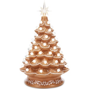 image:imageBest Choice Products 15in Ceramic Christmas Tree Prelit HandPainted Tabletop Holiday Tree 2 Star Toppers 64 Lights  Green wWarm White BulbsGingerbread  White