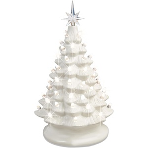 image:imageBest Choice Products 15in Ceramic Christmas Tree Prelit HandPainted Tabletop Holiday Tree 2 Star Toppers 64 Lights  Green wWarm White BulbsWhite W Warm White Lights