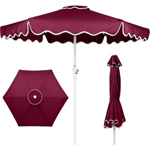 image:imageBest Choice Products Patio Market Umbrella with Wavy Trim UV Fade Resistant 210g Canopy Crank amp Tilt Wind Vent HeavyDuty FrameBurgundy