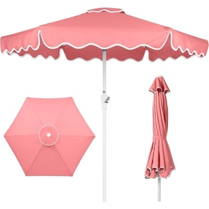 image:imageBest Choice Products Patio Market Umbrella with Wavy Trim UV Fade Resistant 210g Canopy Crank amp Tilt Wind Vent HeavyDuty FrameFlamingo Pink
