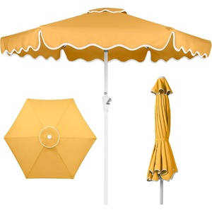 image:imageBest Choice Products Patio Market Umbrella with Wavy Trim UV Fade Resistant 210g Canopy Crank amp Tilt Wind Vent HeavyDuty FrameMarigold