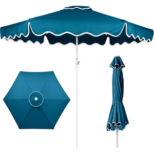 image:imageBest Choice Products Patio Market Umbrella with Wavy Trim UV Fade Resistant 210g Canopy Crank amp Tilt Wind Vent HeavyDuty FramePeacock