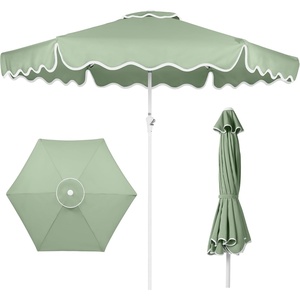 image:imageBest Choice Products Patio Market Umbrella with Wavy Trim UV Fade Resistant 210g Canopy Crank amp Tilt Wind Vent HeavyDuty FrameSage Green