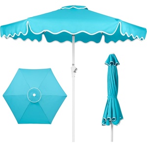 image:imageBest Choice Products Patio Market Umbrella with Wavy Trim UV Fade Resistant 210g Canopy Crank amp Tilt Wind Vent HeavyDuty FrameSky Blue