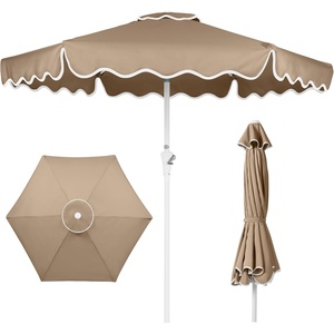 image:imageBest Choice Products Patio Market Umbrella with Wavy Trim UV Fade Resistant 210g Canopy Crank amp Tilt Wind Vent HeavyDuty FrameTan
