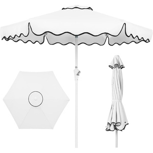 image:imageBest Choice Products Patio Market Umbrella with Wavy Trim UV Fade Resistant 210g Canopy Crank amp Tilt Wind Vent HeavyDuty FrameWhite