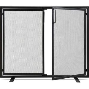image:imageBest Choice Products 385x31in 2Door Fireplace Screen Handcrafted Wrought Iron Decorative Mesh Geometric Fire Spark Guard wMagnetic Panels  BlackBlack