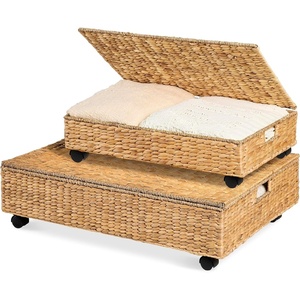 image:imageBest Choice Products Under Bed Storage Containers WLid Wheels and Handles 2Pack Large Handwoven Water Hyacinth Closet Organizer Shoe Storage Bins MultiPurpose Nesting Baskets  ChestnutNatural