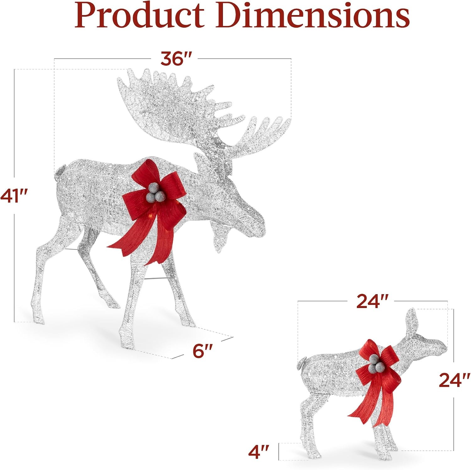 image:imageBest Choice Products 5ft 2Piece Moose Family Lighted Outdoor Christmas Yard Decoration LightUp Dcor Set w 370 LED Lights Zip Ties  GoldSilver  Large