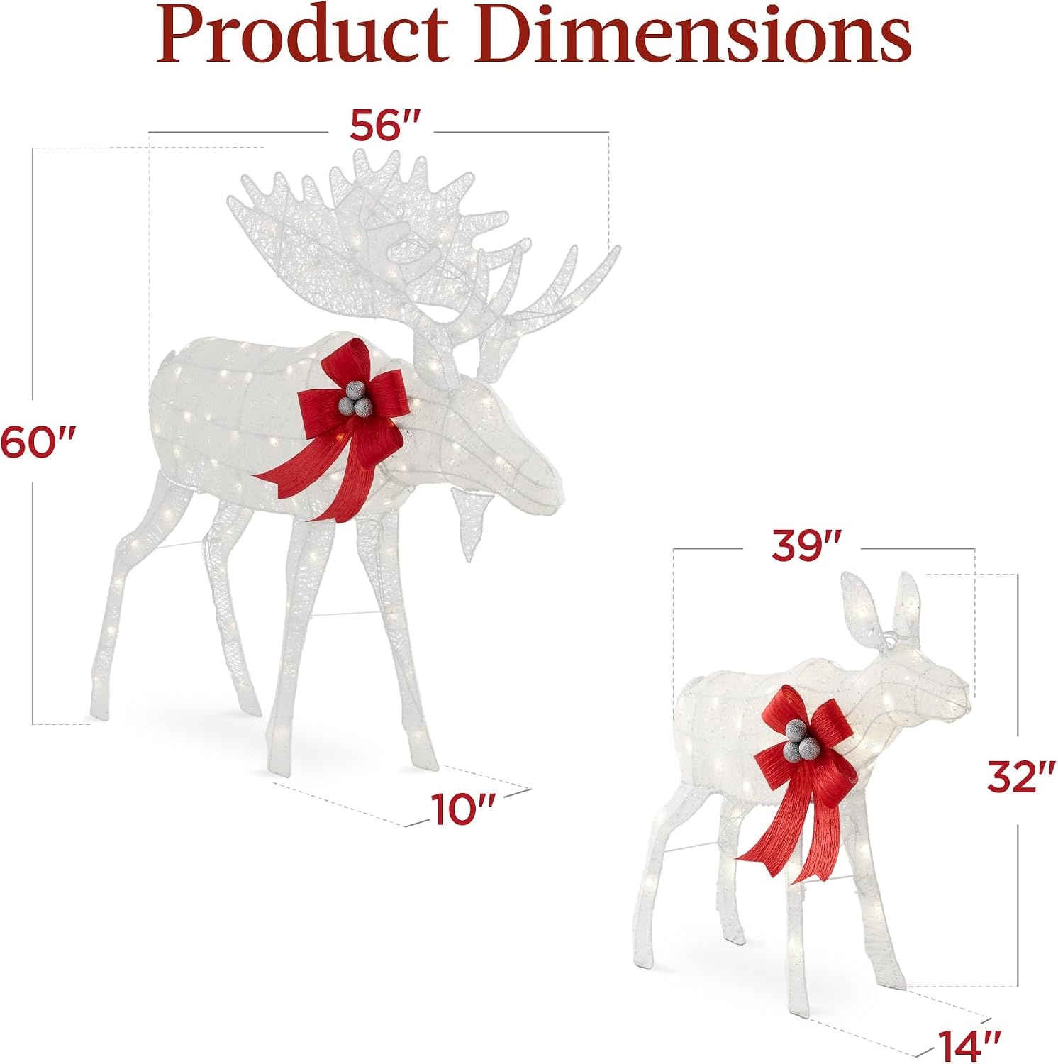 image:imageBest Choice Products 5ft 2Piece Moose Family Lighted Outdoor Christmas Yard Decoration LightUp Dcor Set w 370 LED Lights Zip Ties  GoldWhite  Extra Large