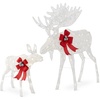 image:imageBest Choice Products 5ft 2Piece Moose Family Lighted Outdoor Christmas Yard Decoration LightUp Dcor Set w 370 LED Lights Zip Ties  GoldWhite  Large