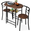 image:imageBest Choice Products 3Piece Wooden Round Table amp Chair Set for Kitchen Dining Room Compact Space wSteel Frame Builtin Wine Rack  BlackBrownBlackBrown