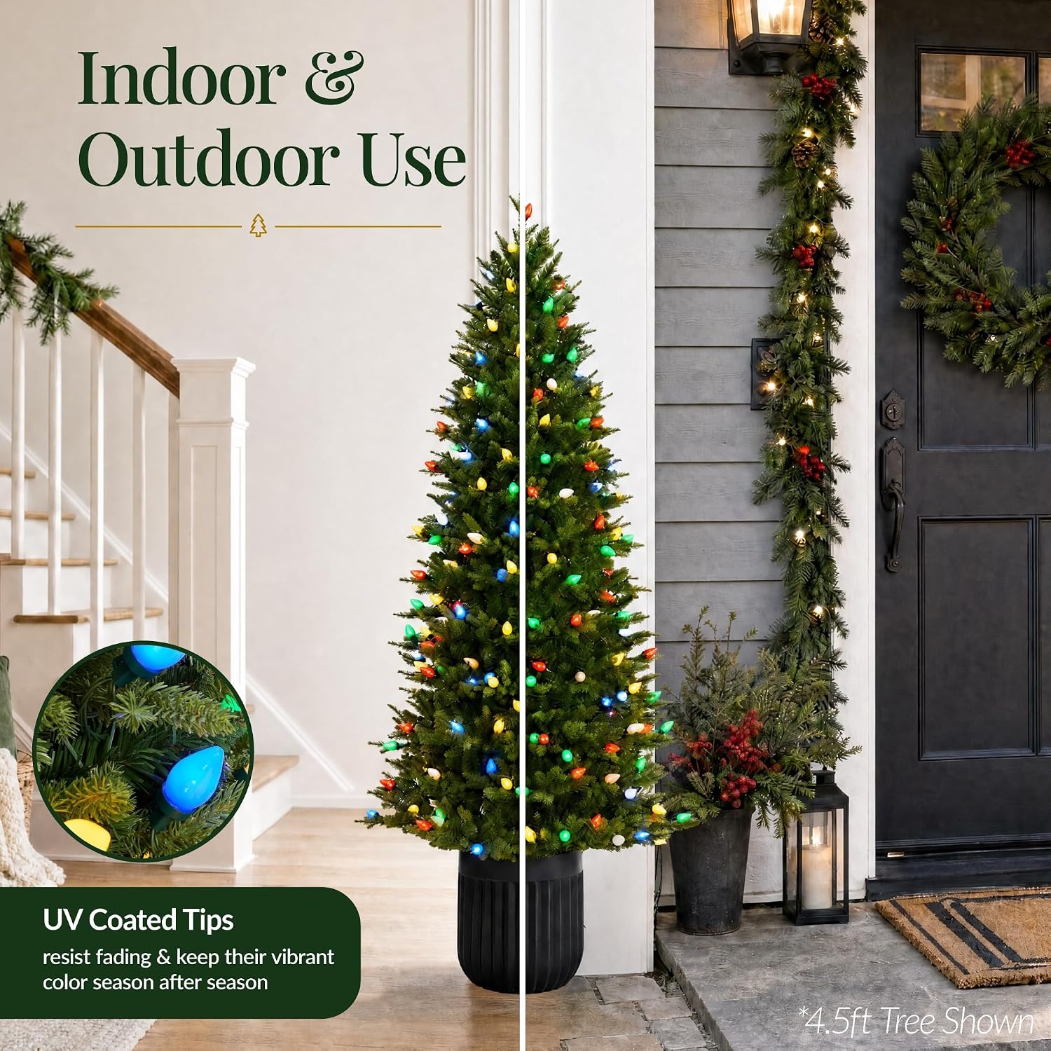 image:imageBest Choice Products 45ft Prelit Potted Pencil Christmas Tree w C7 LED Lights Realistic Nostalgic Artificial Lighted Retro Holiday Dcor 175 Twinkling LEDs for Home Porch6ft