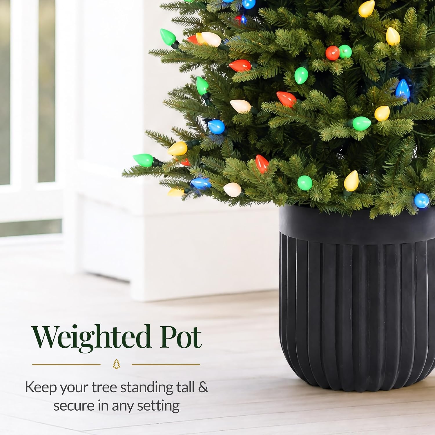 image:imageBest Choice Products 45ft Prelit Potted Pencil Christmas Tree w C7 LED Lights Realistic Nostalgic Artificial Lighted Retro Holiday Dcor 175 Twinkling LEDs for Home Porch45ft