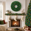 image:imageBest Choice Products 48in Large Artificial PreLit Christmas Wreath with Twinkling C7 Bulbs Retro Spruce Decor Nostalgic Holiday Accent Decoration w 200 LED Lights 714 PVC Tips24in