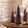 image:imageBest Choice Products Set of 3 Ceramic Christmas Trees PreLit HandPainted Tabletop Pinkmas Holiday Decoration wPink Bulbs LED Lights  PinkBlack W Orange  Purple  White Lights