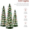 image:imageBest Choice Products Set of 3 Ceramic Christmas Trees PreLit HandPainted Tabletop Pinkmas Holiday Decoration wPink Bulbs LED Lights  PinkFrosted Green W Multicolor Lights