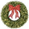 image:imageBest Choice Products 36in Artificial Christmas Wreath wTwinkling LEDs Large PreLit Cedar Cypress wLighted Bow Decoration XL Holiday PreLit wWhite Lights 185 LED Lights 450 Tips  Green24in