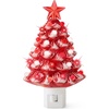image:imageBest Choice Products 67in Ceramic Christmas Tree Nightlight Plug in Hand Painted Night Lamp Nostalgic Light Holiday Decor  GreenRed