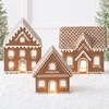 image:imageBest Choice Products Ceramic Gingerbread House Lighted Christmas Decor 7in Prelit LED House Hand Painted Battery Powered Holiday Ginger Bread Decoration Village Home for Mantel3pc