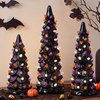 image:imageBest Choice Products Set of 3 Ceramic Christmas Trees PreLit HandPainted Tabletop Pinkmas Holiday Decoration wPink Bulbs LED Lights  PinkBlack W Orange  Purple  White Lights
