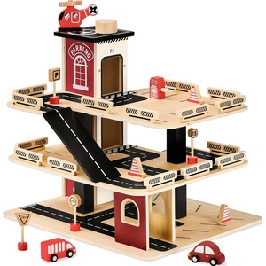 image:image3Story Wooden Parking Garage Playset for Kids BlueRed