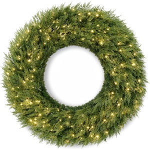 image:imageBest Choice Products 36in PreLit Cedar Cypress Christmas Wreath wRemote Control Twinkling LEDs Realistic Large IndoorOutdoor Holiday Decor for Door Plugin